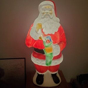 SANTA Vintage 1971 Empire 42” Blow Mold With Stocking Lights up WORKS